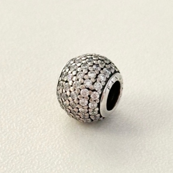 Pandora Clear CZ Pave Lights Sparkly Round Ball Bead Charm - Picture 3 of 6